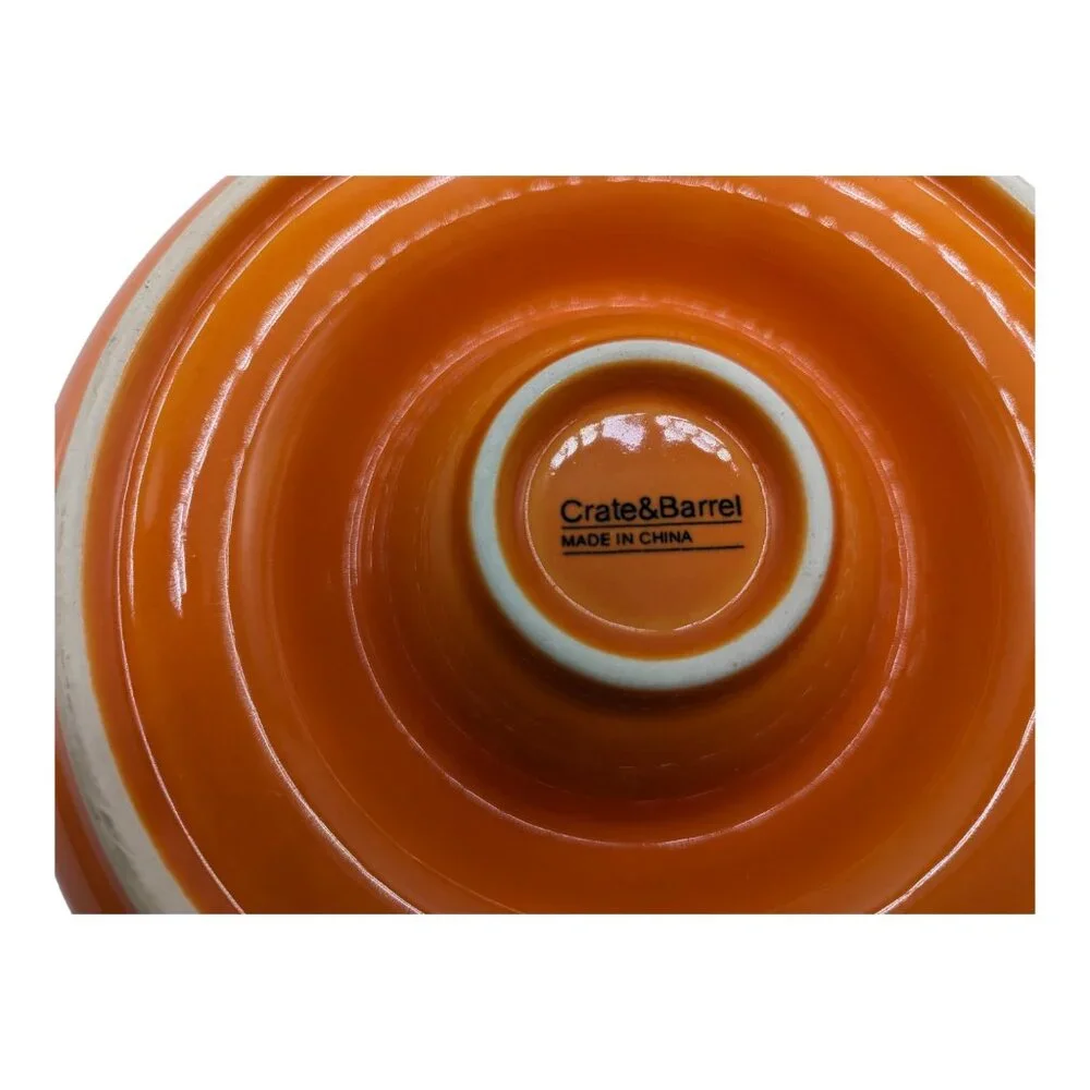 Vintage Crate & Barrel Small Individual Chip & Dip Bowl Fiesta Style Orange 7”